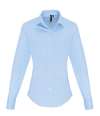 PR344 Premier Ladies Long Sleeve Stretch Fit Poplin Shirt Pale Blue colour image
